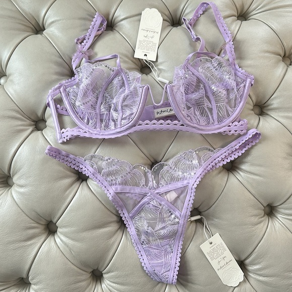 ❤️NWT For Love & Lemons Purple Sequined Bra & Panty Set Size M❤️ - Picture 17 of 17